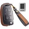 WUZUTU Custodia per chiave dell'auto, in pelle, compatibile con Audi Q3 8U 2018-2026 Q3 Sportback 2023-2026, a 3 tasti, antigraffio, colore nero
