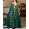 Fatto a mano Abito marocchino islamico Georgette Abaya Bedded VENDITA matrimonio caftano e...