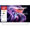 Sharp Smart TV 32" HD Ready LED Google TV Dolby Audio Classe E Bianco 32HF2765EW