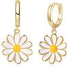 CuteFeel Orecchini a margherita placcati in oro 18 carati, da donna, orecchini pendenti a forma di fiore, ipoallergenici