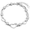 Hinvan Bracciale in Argento Sterling 925 Bracciale Argento Donna Bracciale Cuore Argento Braccialetto Cuore Regolabile Bracciale da Donna Bracciali Argento con Zircone Bracciale per Donna Ragazze
