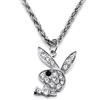 GAUEIOUR Collana carina coniglio,Collana street hip hop punk, collana in acciaio inox bianco diamante,Art Retro Fashion Collana,Cartoon Versatile Accessori, Argento sterling