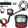AMIPOW Metal Detector per Adulti Professionali, 5 Modalità ad Alta Precisione, Bobina Impermeabile 10in IP68 Lunghezza Regolabile 107-130 cm con Schermo LCD Ideale per Principianti e Esperti-rosso