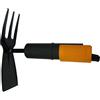 Fiskars Zappetta a due punte, Piatta e tridente, Testa di attrezzo, Lunghezza: 18,5 cm, Testa in acciaio, Nero/Arancione, QuikFit, 1000735