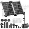 Clevich 25W Fontana Solare da Giardino Esterno, 260 L/H,Massima 200 cm,Vetro 100% con Motore Senza Spazzole,4+4 Ugelli e 2 Cartucce Filtranti, Cavo 5m,Adatto per Stagni Medi,Giochi d'Acqua da Giardino