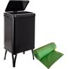 WELL HOME MOBILIARIO & DECORACIÓN Pattumiera intelligente da 40 l, altezza: 71,5 (x35,5 x 26), nero con rotolo di 30 sacchi della spazzatura adattati