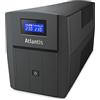 Atlantis A03-HP1503 Gruppo di Continuità Onda Sinusoidale Pura 1200VA 720W Line Interactive, display LCD, porta USB-HID, 3 uscite IEC + 2 prese Schuko + cavo alim, 2 batterie 12V-7Ah, protezione RJ45