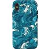PM-Artistic Custodia per iPhone X/XS Sea Ocean Waves Pattern senza bordi Design 9