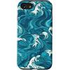 PM-Artistic Custodia per iPhone SE (2020) / 7/8 Sea Ocean Waves Pattern senza bordi Design 9