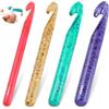 HMCEY 4 PCS Set di Uncinetti Ergonomici 12/15/18/20 MM,Uncinetto Trasparente per Principianti,Crochet Hook,Uncinetto per Mani Artritiche,Aghi per Uncinetti per Borse A Mano per Fai Da Te - 4 Colori