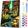 EOBROMD Dipingere con i Numeri Adulti con Telaio, Funghi Paint by Numbers, Foresta Kit di Pittura Acrilica Fai-da-Te per Adulti con Pennelli Pittura a Pigmento Acrilico 20x30cm