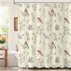 Dazzlewall Tenda Doccia Erbe & Uccelli 180 x 180 cm, Beige Botanico Tenda Bagno, Impermeabile Antimuffa Tessuto con 12 Ganci