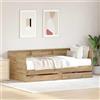 IKAYAA Struttura Letto con Cassetti Divano Letto con Cassetti Letto Singolo con Contenitore Struttura Letto con Telaio a Doghe in Legno-Rovere artigianale-90 x 190 cm