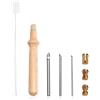 HMCEY Punch Needle Kit,Ago Punch Needle Regolabile con Ago Fisso in 3 Misure,HMCEY Ago Punzone a Penna da Ricamo,Ago per Ricamo a Mano con Manico in Legno per Creativo, Principianti, Precisione Progetti