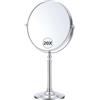 MIYADIVA Specchio ingranditore 20x, doppio lato, ingrandimento 1X e 20X su supporto, grande specchio da tavolo ingrandito, specchio ingrandito con rotazione a 360°, per bagno o camera da letto, 20 cm