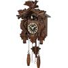 Kintrot - Orologio a cucù, tradizionale orologio in legno artigianale della Foresta Nera con quarzo, per decorazione da parete antica con pendolo a foglia di acero, 12 melodie, sensore notturno e