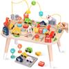 Weilim Tavolo Multiattività Montessori Legno, Labirinto Perline & Trenino | Gioc