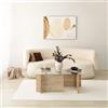 Hanah Home Elegant Coffee Table, Travertine Color, 105 x 40 x 65 cm | 100% vetro Top & Melamine Coated Particle Board | Elegante Marble Design for Modern Living Space