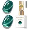 Senvenski Gelatina Vetro Cat Eye Smalto Semipermanente, 15ML Occhi di Gatto Magnetica per Gel Unghie Kit Olografico Glitterato Cristallo Smalti Unghie Salon Home DIY (Foresta Verde, 0.5fl oz)