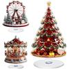 Generico 3PCS Centrotavola Natalizio Ruota Panoramica, Giostra, Albero di Natale, Decorazione Natalizia da Tavolo Acrilico 2D, con Base Girevole A 360°, per Soggiorni, ECC