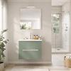 Kiamami Valentina - Mobile Bagno Sospeso 60cm Rovere Ghiaccio e Verde Salvia, 2 Cassetti Frontale Cannettato, Lavabo, Assemblato | Magnolia