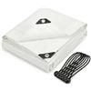 CoverUp! Telo impermeabile bianco 4 x 5 200 g/m² con 10 gomas di fissaggio e occhielli in alluminio - extra resistente UV e strappi - copertura premium