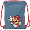 safta SUPER MARIO - Zaino a sacco piatto Junior, ideale per bambini di diverse età, comodo e versatile, qualità e resistenza, 26 x 34 cm