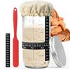 Ruikcoll Barattolo Lievito Madre 730ml in Vetro,Kit Fermentazione con Spatola Silicone,Coperchio Alluminio, Nastro Data e Malto Panificazione,Lievito Dolci Kefir