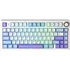 AULA-Verlag Tastiera meccanica da gaming AULA F75, senza fili, con illuminazione RGB LED - layout QWERTY US - 2,4 GHz/USB-C/Bluetooth, compatibile con Windows/Mac, colore bianco, blu e viola, design "Star Vector"
