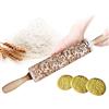shewt Rolling Pin per Biscotti e Pizza Utensile da Cucina in Rilievo di Legno Inciso a Forma di mattarello Inciso di Natale,Goffratura Mattarello, Mattarello di Pane, Mattarello di Pasta