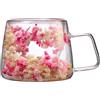 Rurunklee Vetro termico a doppia parete con fiori secchi, 200 ml, bicchieri per latte macchiato, tazze isolate, stoviglie per contanti