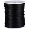 Otbushit Cordoncino a coda di topo in nylon satinato nero da 2 mm - Bobina da 100 iarde, per creazione di gioielli, macramè, bracciali e collane, cordoncino artigianale forte e resistente allo sfila