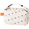 Duronge Borsa Termica Porta Pranzo in Velluto a Coste con Stampa Fragola, Borsa Frigo Piccola Impermeabile e Pieghevole, Lunch Bag Grande Capacita per Ufficio, Scuola, Picnic e Viaggi