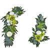Gxdqxxd Composizione Floreale (2 Pezzi) per Arco Nuziale con Fiori Artificiali, Ideale per Ricevimento E Come Sfondo, Verde