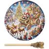 Generico Tamburo a mano dello sciamano, Tamburo dello sciamano - Tamburi sciamanici in legno di Natale da 10 pollici con bacchetta - Decorazioni per la casa, strumento spirituale per la meditazione di riflessi