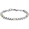 Fossil Bracciale da uomo in acciaio inossidabile con chiusura a moschettone, tonalità argento, Argento brillante