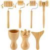 Streysisl Kit di Attrezzi per Massaggiatore in Legno - Set da 7 Pezzi per Massaggio Viso e Gambe - Tazza e Strumenti Manuali per la Cura del Viso