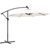 Outsunny Ombrellone da Giardino a Braccio con Manovella e 8 Strisce LED a Energia Solare Φ295x245cm, Crema|Aosom
