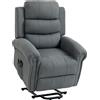 HOMCOM Poltrona massaggiante con funzione alzata, poltrona relax, testine vibranti, con funzione inclinabile, effetto lino, Grigio | Aosom Italy