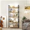DWVO Libreria alta a 5 ripiani, scaffale industriale da pavimento, 64 cm di larghezza x 160 cm di altezza, grande libreria in legno e metallo per soggiorno, casa, librerie color quercia