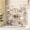 YITAHOME Scaffale, Libreria industriale con 13 ripiani, Scaffale da pavimento, Libreria in legno e struttura in metallo, Scaffale espositivo, per soggiorno, ufficio domestico, Bianco puro