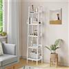 YITAHOME Libreria sottile con 5 ripiani, larghezza 35 cm, scala industriale, scaffalatura in legno e struttura in metallo, moderna mensola per soggiorno, ufficio, bianco puro