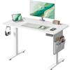 SONGMICS Scrivania Regolabile in Altezza Elettrica, 100 x 60 cm, Scrivania Elettrica, Tavolo con Memoria per 4 Altezze, Porta USB-C, Bianco Opaco LSD130WZ01