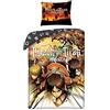 Attack on Titans Set copripiumino singolo con federa europea, 70 x 90 cm, 100% cotone, biancheria da letto per bambini anime