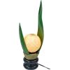 GURU SHOP Lampada da Tavolo con Foglie di Palma/lampada da Tavolo, Fatta a Mano a Bali con Materiale Naturale, Legno di Palma - Modello Palmera 12 Verde, Fogliedipalma, 52x15x15 cm