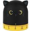 I-TOTAL® -Timer da Cucina analogico con ring finale a 360°, a Forma di Animale, Conto alla Rovescia 60 Minuti Allarme Rotante a Contaminuti da Cucina (BLACK CAT)