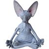 AIHOME Zen Garden Sphynx Cat Statua, decorazione per la casa, yoga rilassato posa meditazione senza peli scultura in resina Sphynx