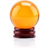Cyrank Cristallo al quarzo citrino da 40 mm, sfera di cristallo chiaro con supporto, sfera al quarzo naturale ambra pietra preziosa guarigione