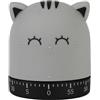 I-TOTAL® -Timer da Cucina analogico con ring finale a 360°, a Forma di Animale, Conto alla Rovescia 60 Minuti Allarme Rotante a Contaminuti da Cucina (GREY CAT)