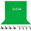 Vevelux 2x3 M Sfondo Verde con 8 Clip Antipiega | 100% Poliestere Pieghevole Lavabile Sc